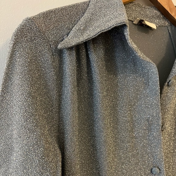 Fred Rothschild Silver Sparkle 70’s Blouse and Pant Set, Size 8 - Picture 8 of 10